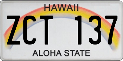 HI license plate ZCT137