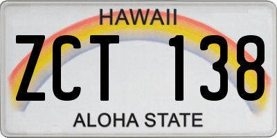 HI license plate ZCT138