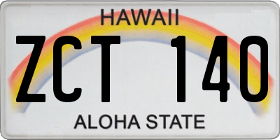 HI license plate ZCT140