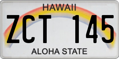 HI license plate ZCT145