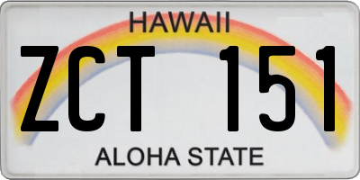 HI license plate ZCT151