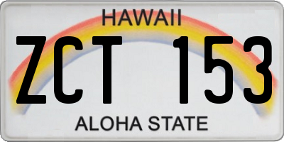 HI license plate ZCT153