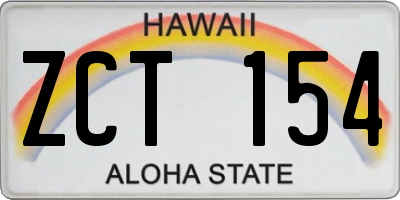 HI license plate ZCT154