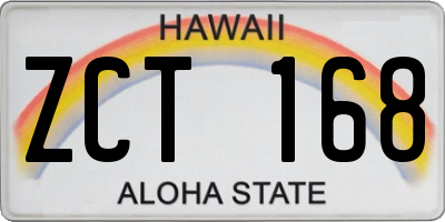 HI license plate ZCT168