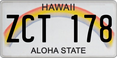 HI license plate ZCT178