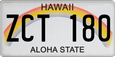 HI license plate ZCT180