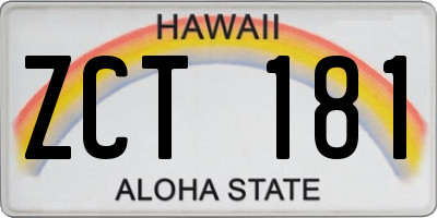 HI license plate ZCT181