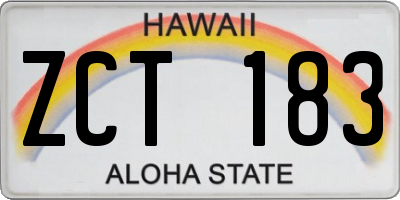 HI license plate ZCT183