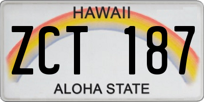 HI license plate ZCT187