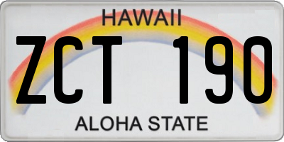 HI license plate ZCT190