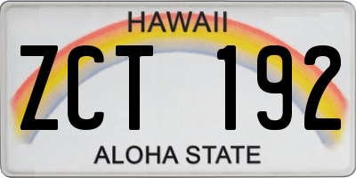 HI license plate ZCT192