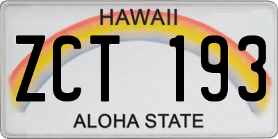 HI license plate ZCT193