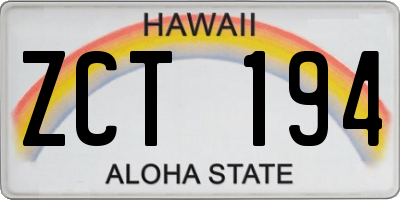 HI license plate ZCT194