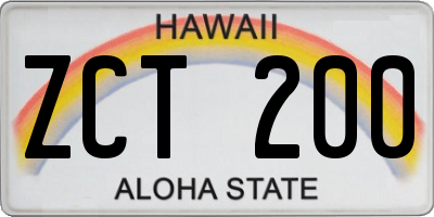 HI license plate ZCT200