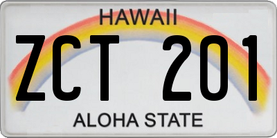 HI license plate ZCT201