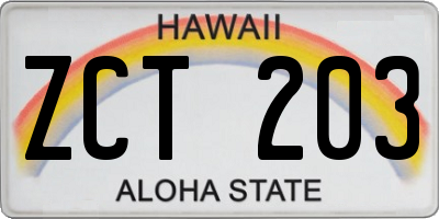 HI license plate ZCT203
