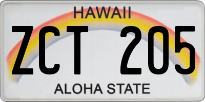 HI license plate ZCT205
