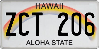 HI license plate ZCT206