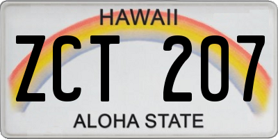 HI license plate ZCT207