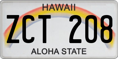 HI license plate ZCT208