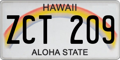 HI license plate ZCT209