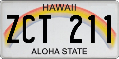 HI license plate ZCT211