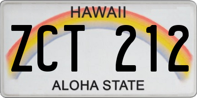 HI license plate ZCT212