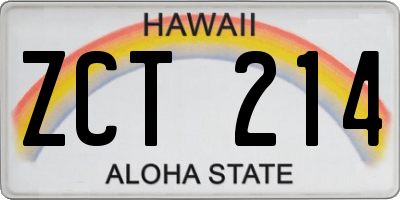 HI license plate ZCT214