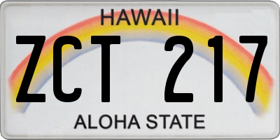 HI license plate ZCT217