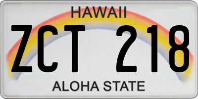 HI license plate ZCT218