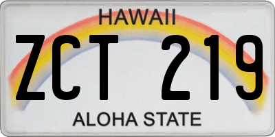 HI license plate ZCT219