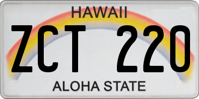 HI license plate ZCT220