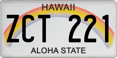 HI license plate ZCT221