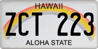 HI license plate ZCT223