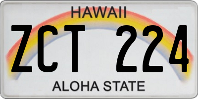 HI license plate ZCT224