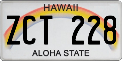 HI license plate ZCT228