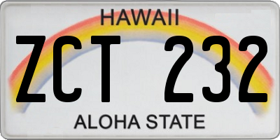 HI license plate ZCT232