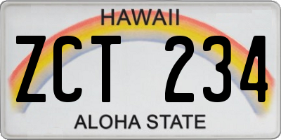 HI license plate ZCT234