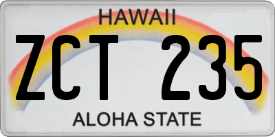 HI license plate ZCT235