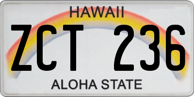 HI license plate ZCT236
