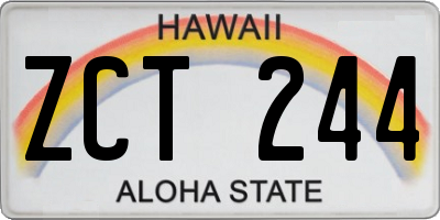 HI license plate ZCT244
