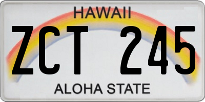 HI license plate ZCT245