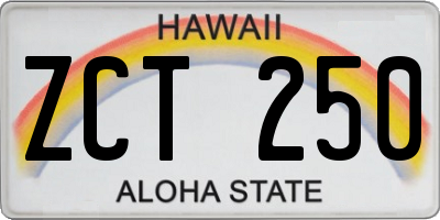 HI license plate ZCT250