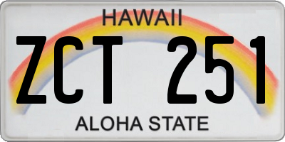 HI license plate ZCT251
