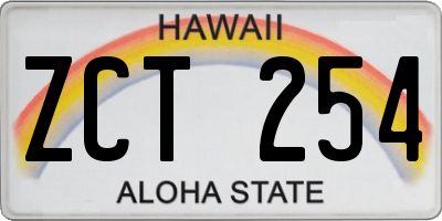 HI license plate ZCT254