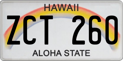 HI license plate ZCT260