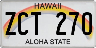 HI license plate ZCT270