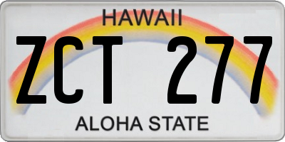 HI license plate ZCT277
