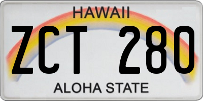 HI license plate ZCT280