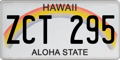 HI license plate ZCT295